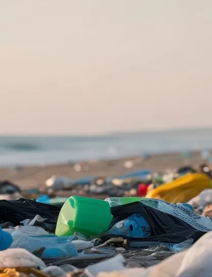 Imagen de una playa llena de residuos